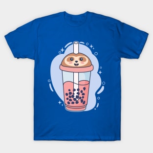 Sloth Boba Tea Cup Kawaii Bubble Tea Lover T-Shirt